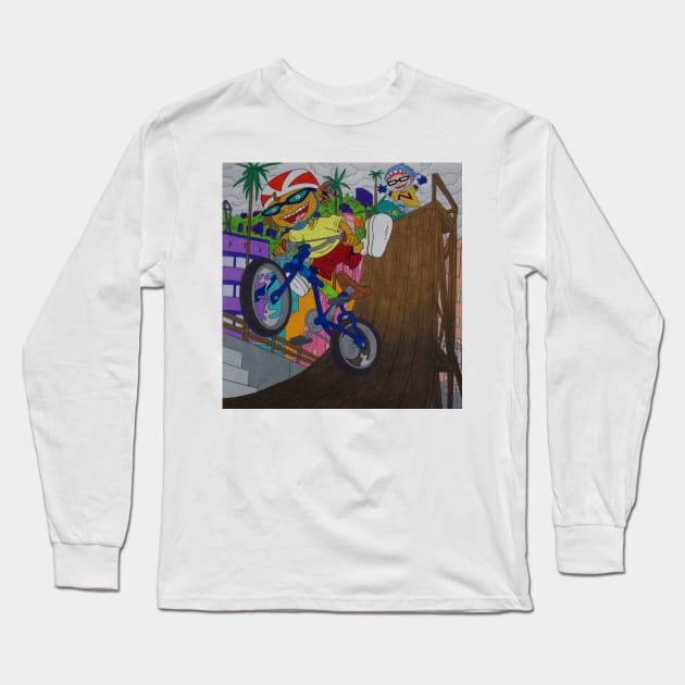 Rocket Power Otto Rocket Half Pipe Long Sleeve T-Shirt by AbbysRadArt